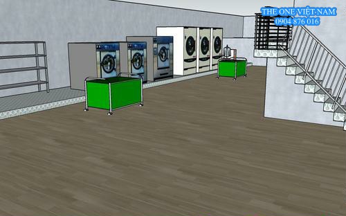 3D phân khu giặt sấy công nghiệp cho xưởng giặt